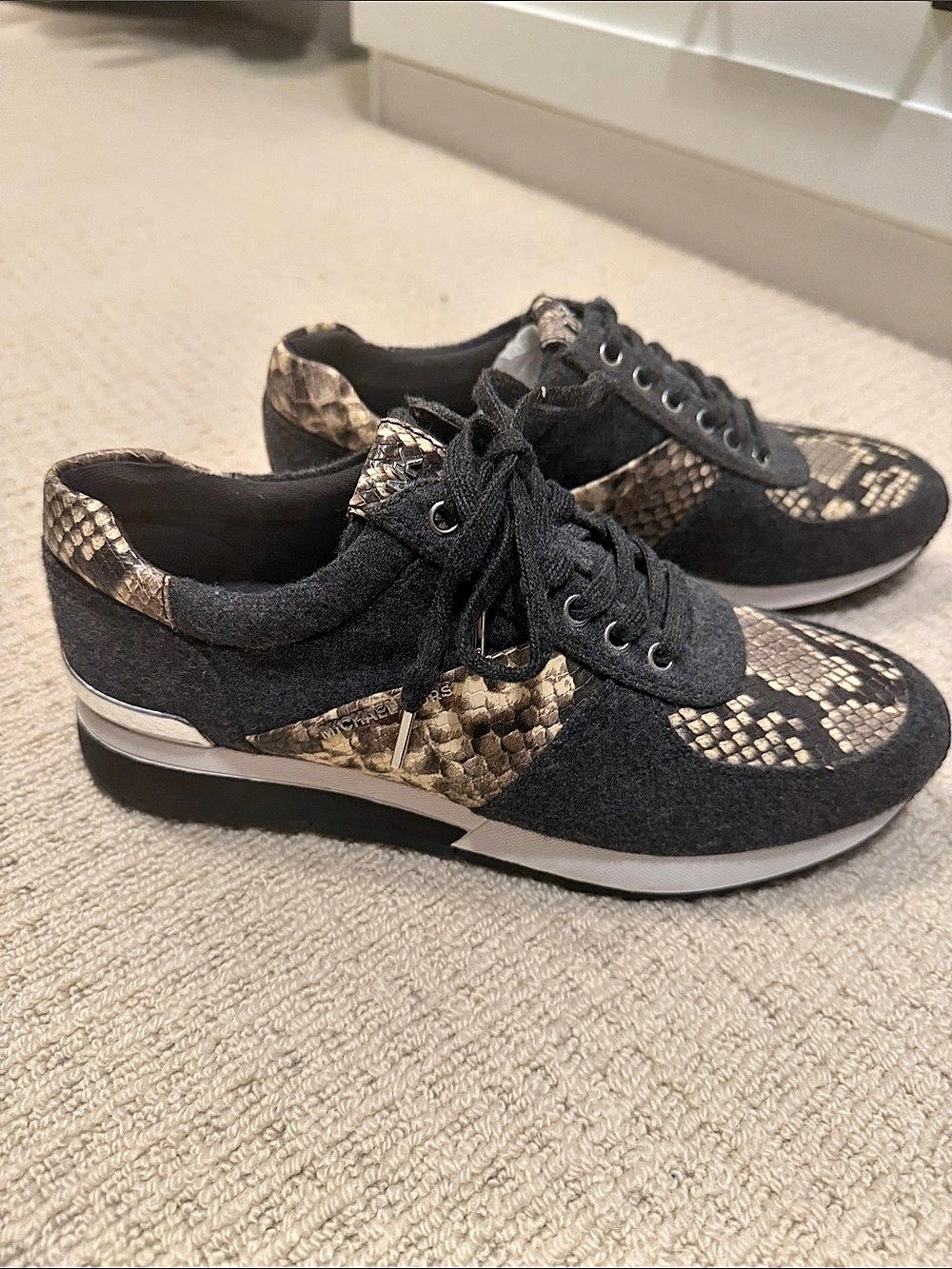 Michael Kors Georgie Trainer Animal Print Sneakers Black & Brown
